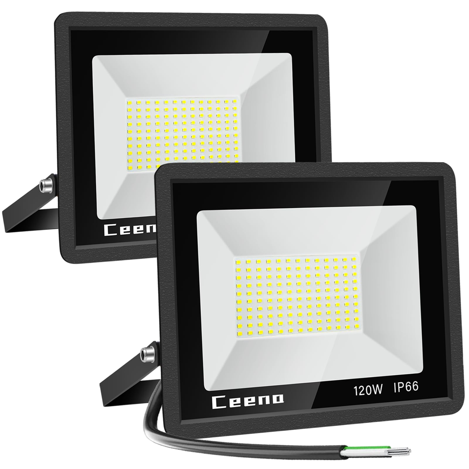 Ceena 2 Pack 120W Hardwired LED Flood Light Outdoor, 12000lm Super